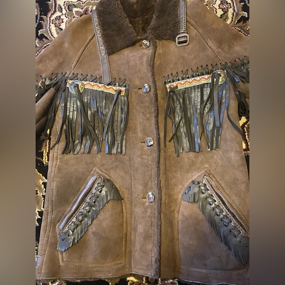 RARE Southwestern Fringe Shearling Sheepskin Coat - Picture 6 of 8
